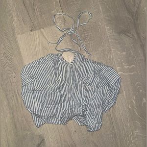 PLT Blue and White Striped Halter Top🐋
